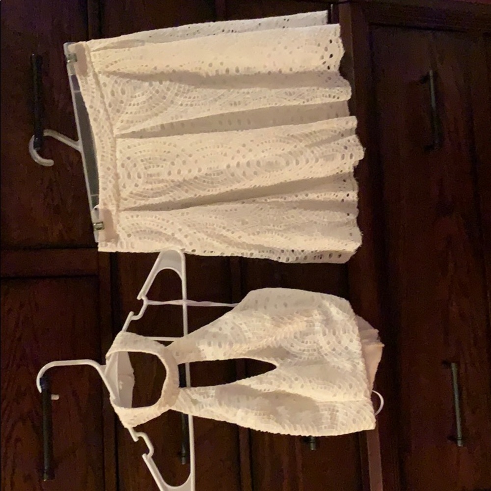 Cute sexy halter top with skirt white lace